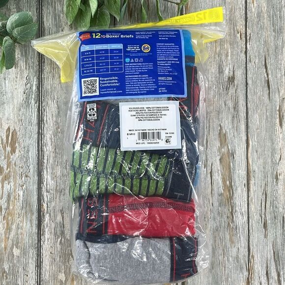 Boys Hanes Comfort Flex Ringer Boxer Brief Underwear, 12-Pack Size L - Picture 2 of 8